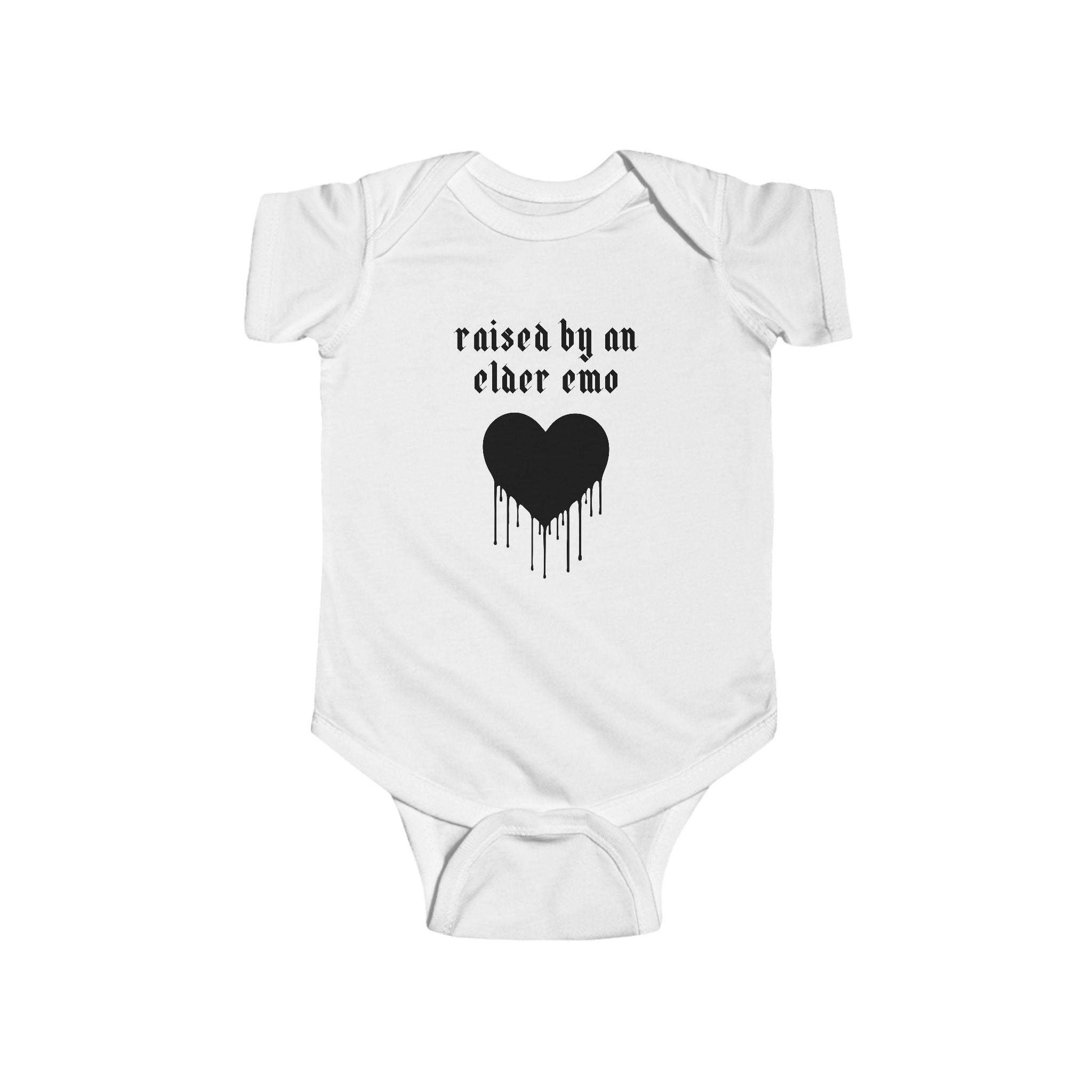 "Raised by an Elder Emo" Baby Onesie