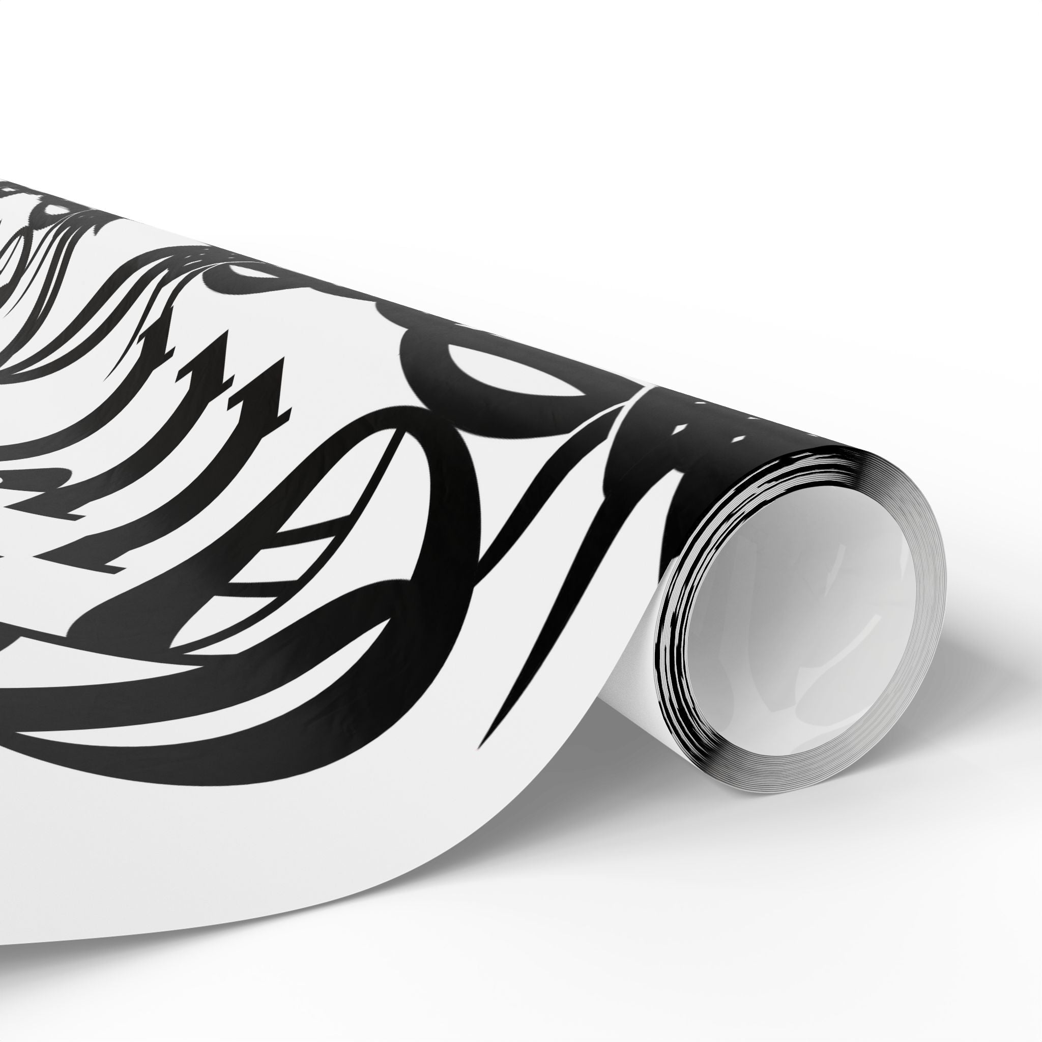 Gothic 'Dead Girl' Pattern Wrapping Paper Roll — Black & White Alternative Gift Wrap