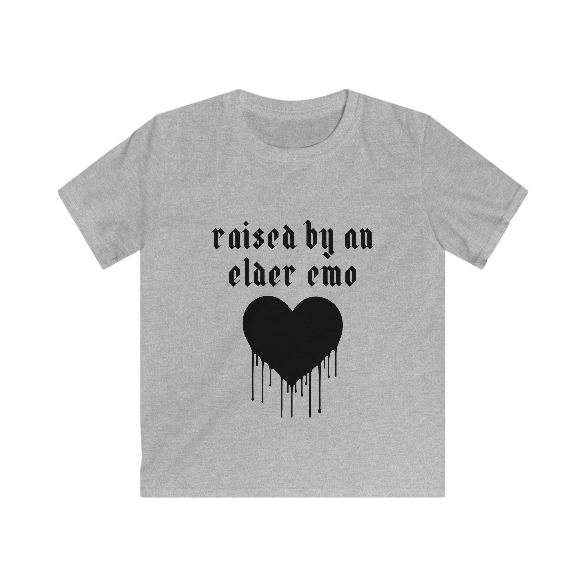 "Raised by an Elder Emo" Dripping Heart Graphic
