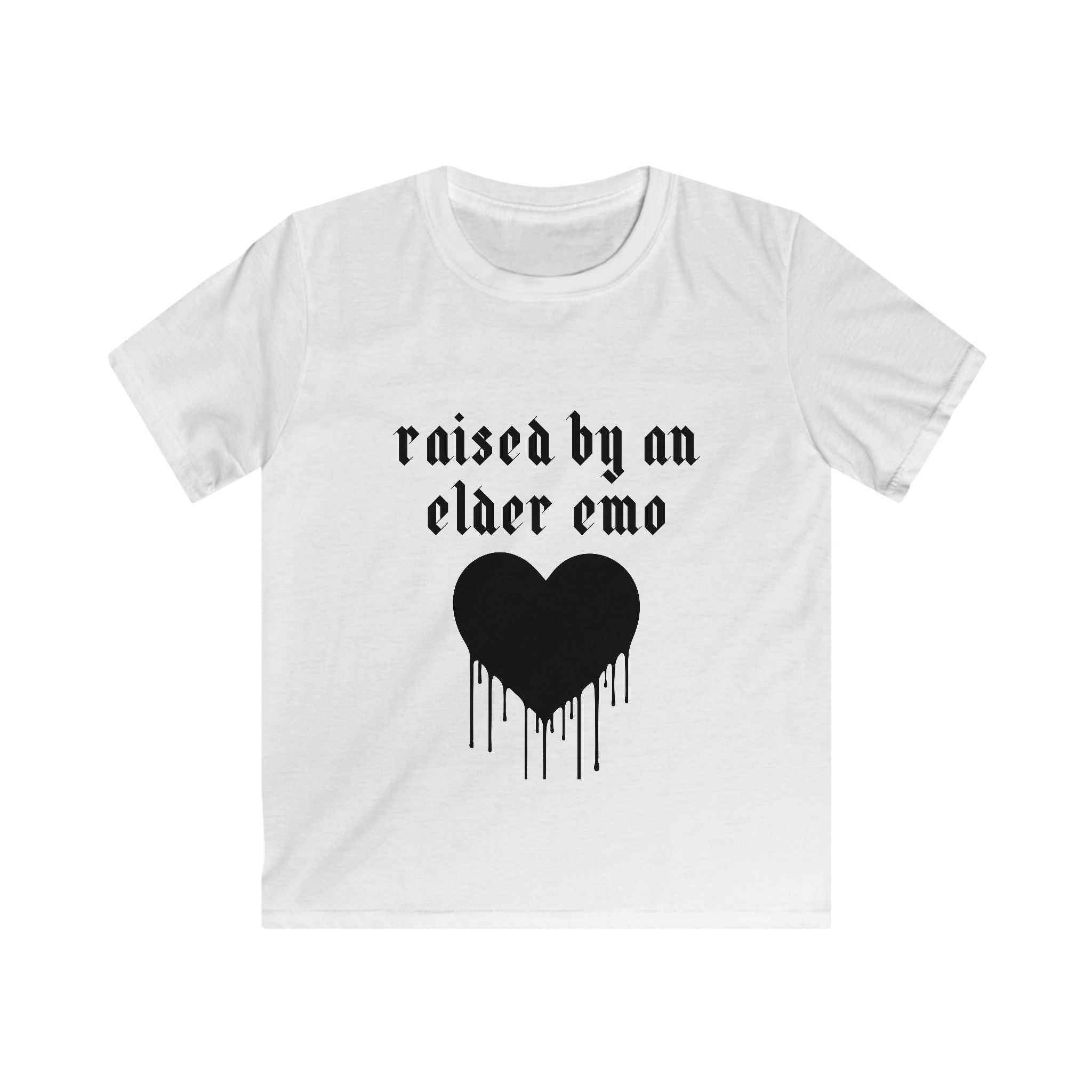 "Raised by an Elder Emo" Dripping Heart Graphic