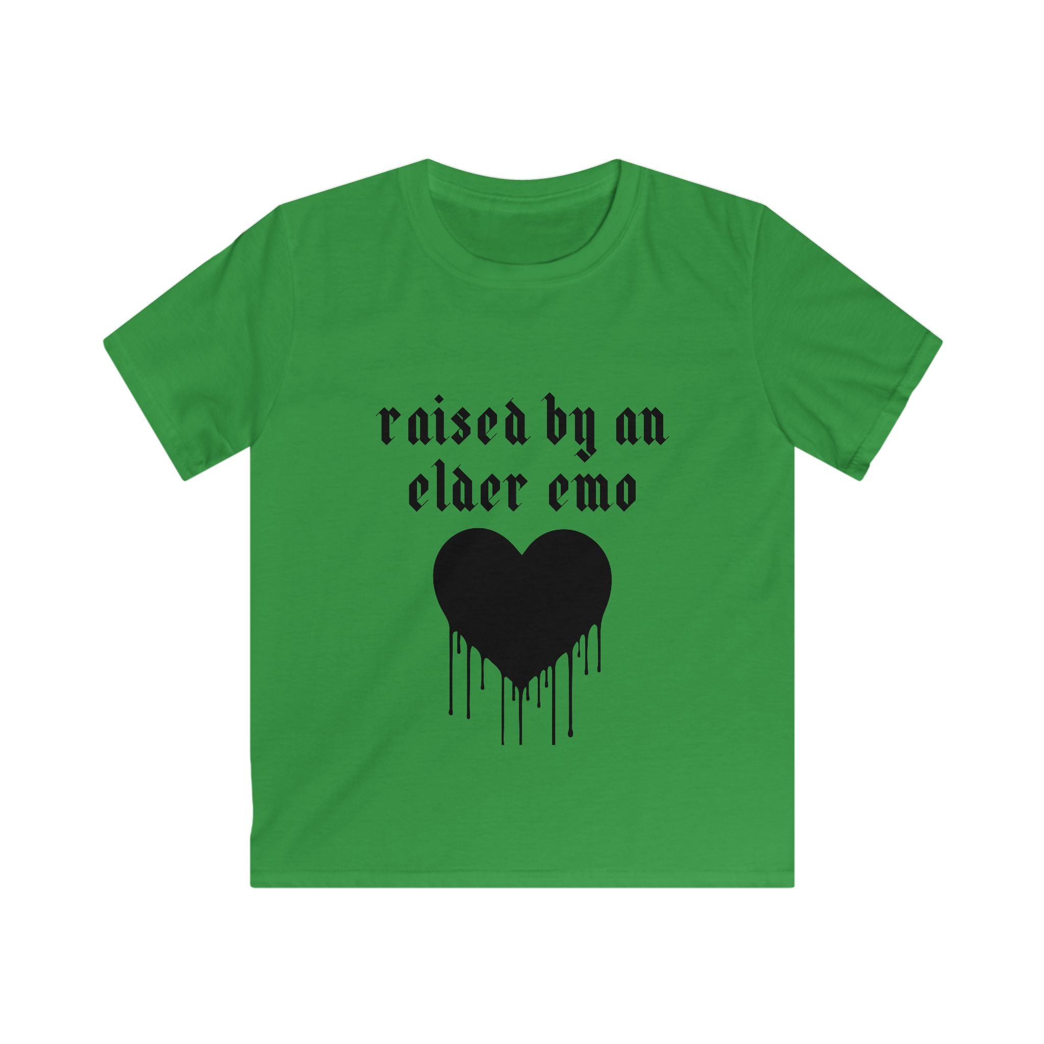 "Raised by an Elder Emo" Dripping Heart Graphic