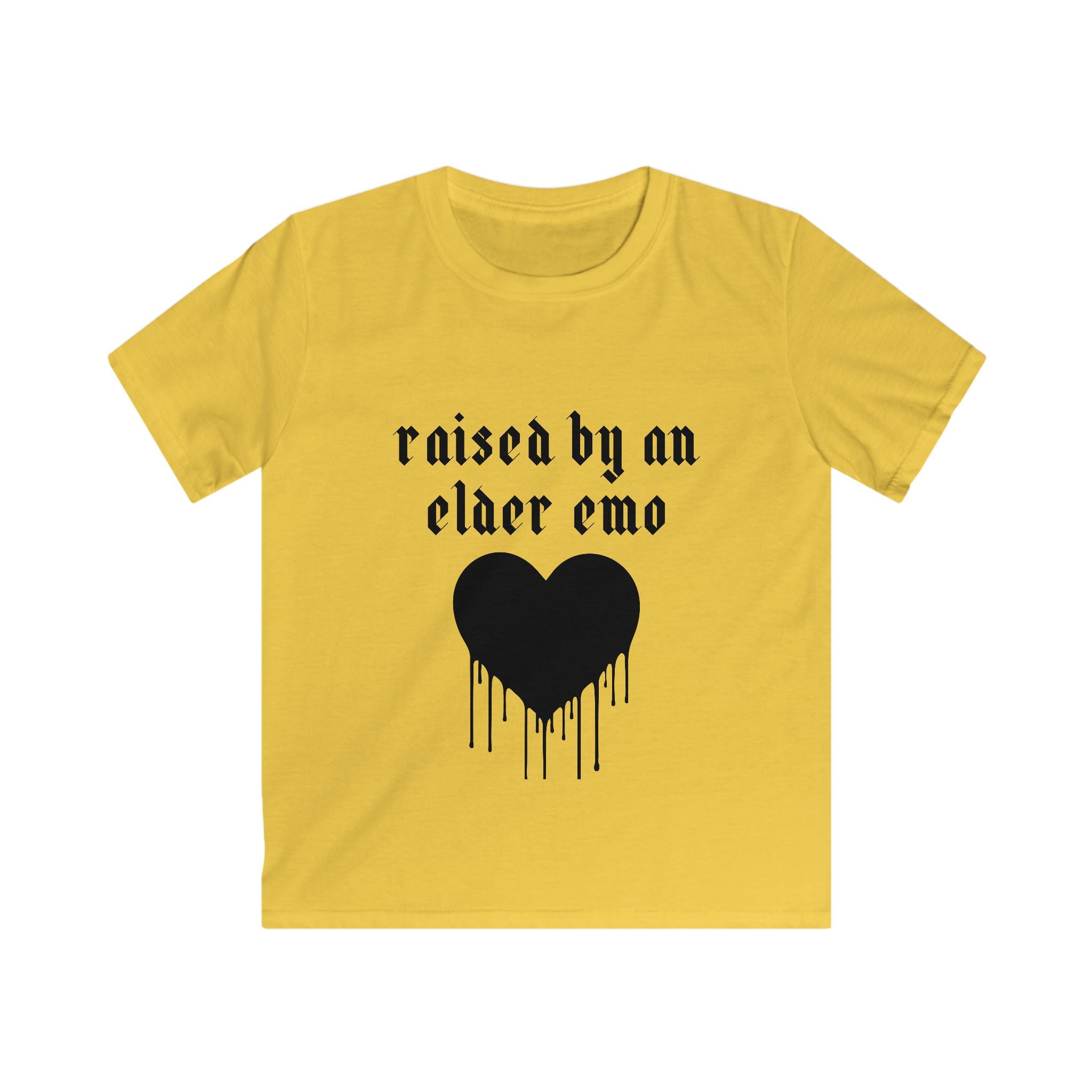 "Raised by an Elder Emo" Dripping Heart Graphic