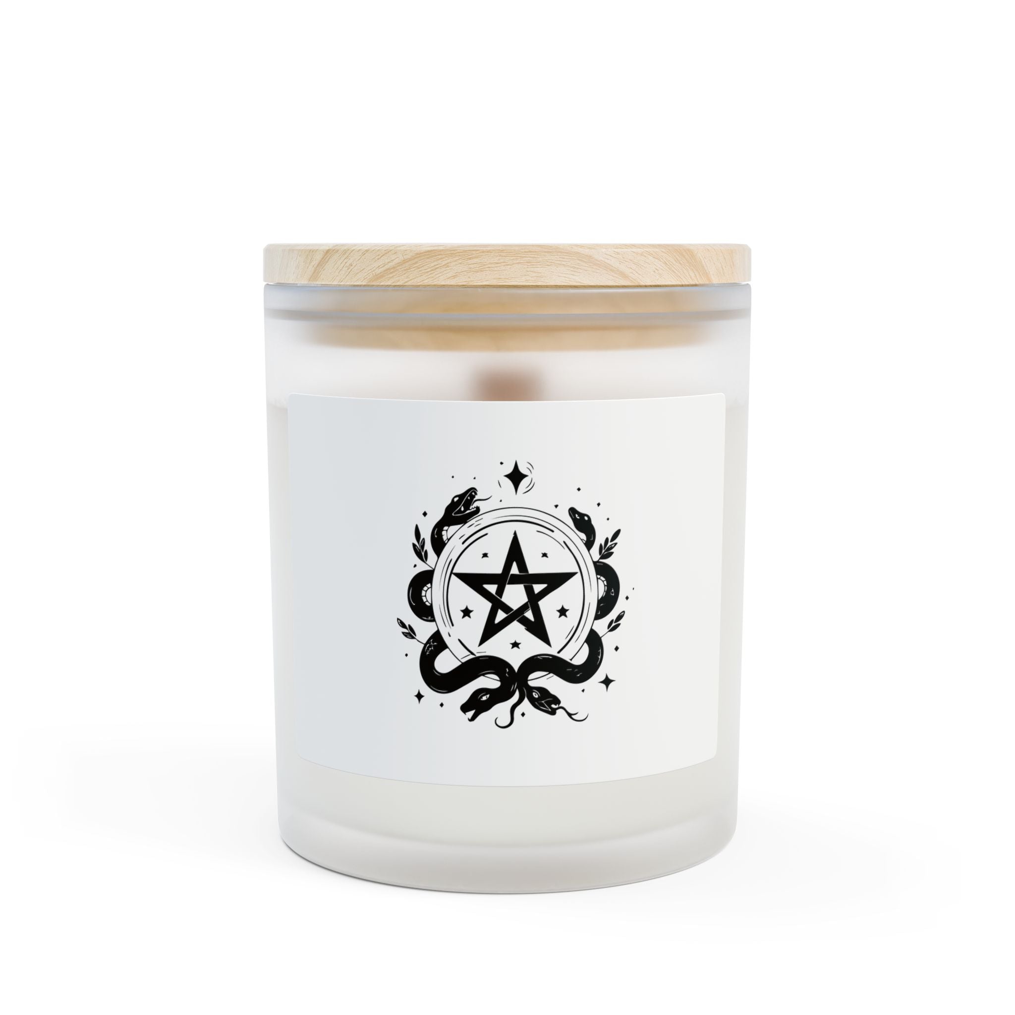 Occult Pentagram Glass Candle — 11oz Frosted Jar