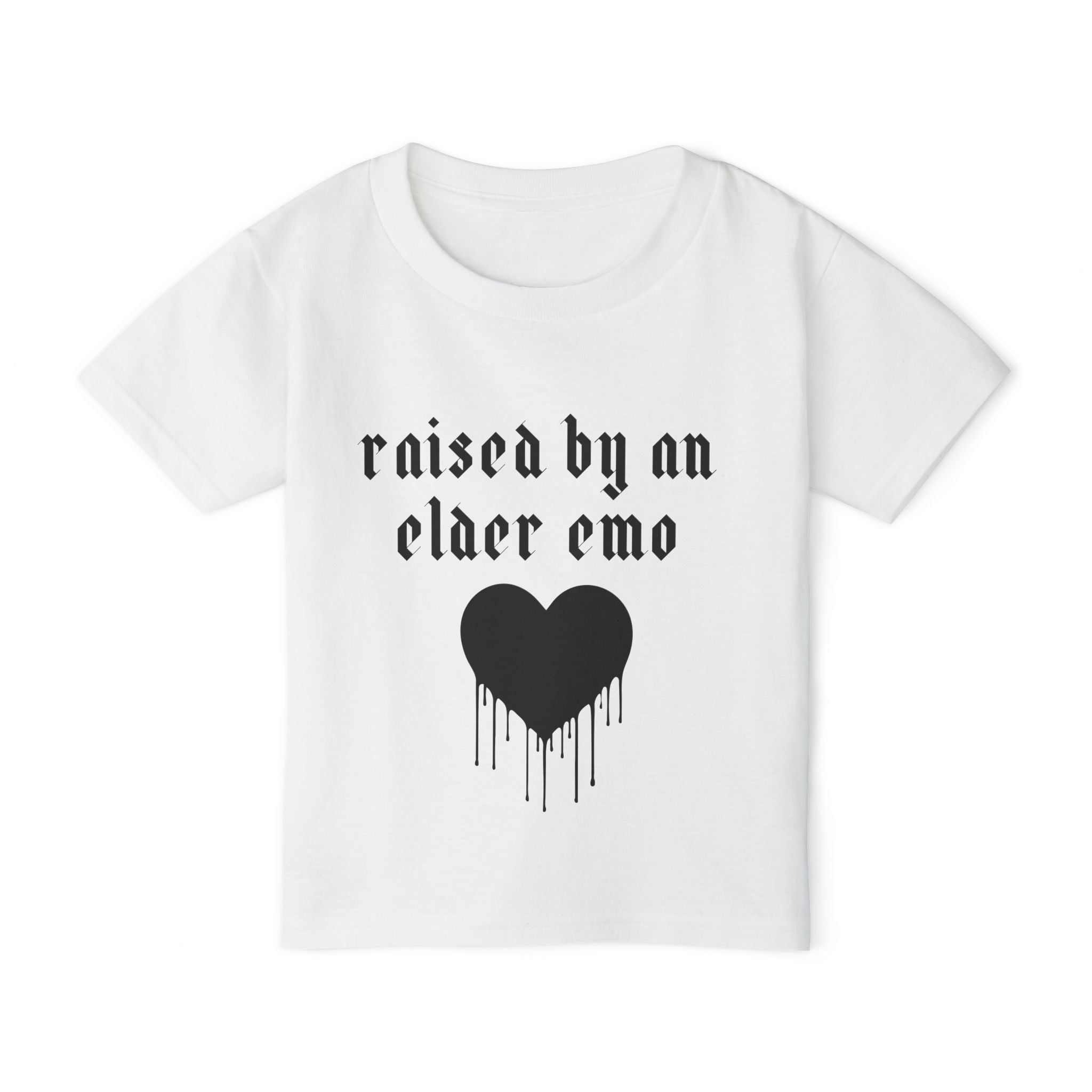 "Raised by an Elder Emo" Dripping Heart Kids Tee