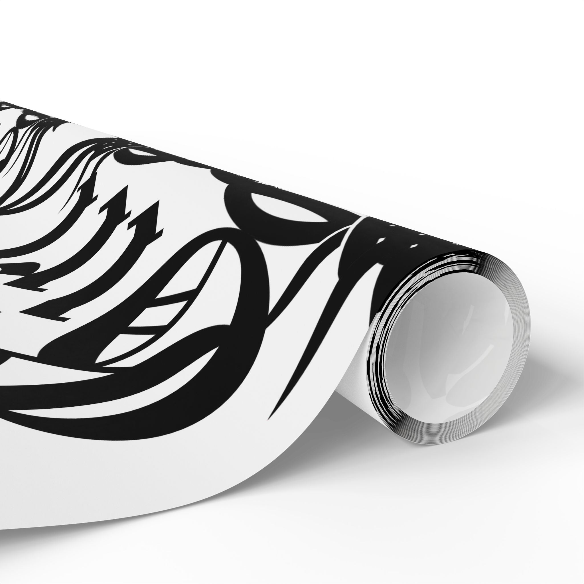 Gothic 'Dead Girl' Pattern Wrapping Paper Roll — Black & White Alternative Gift Wrap