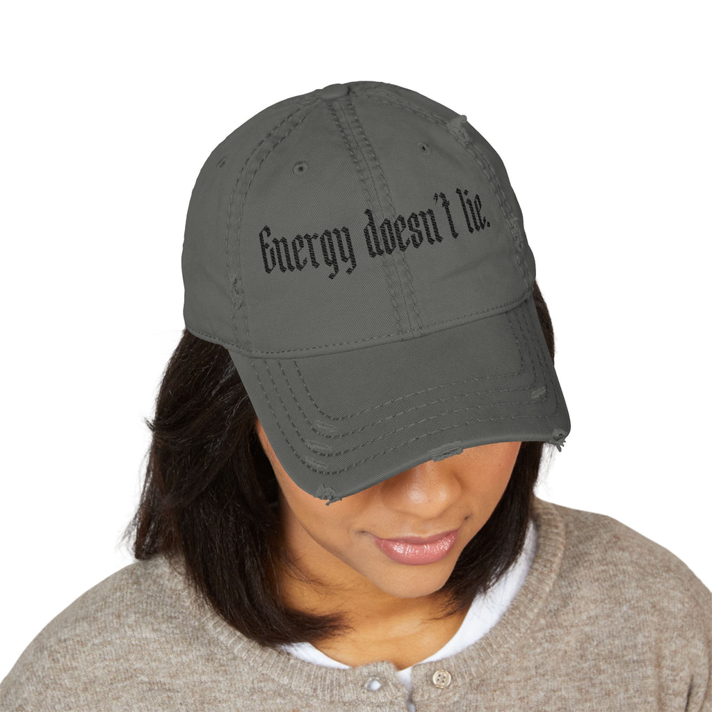 Distressed Embroidered "Energy Doesn’t Lie" Vintage Baseball Cap